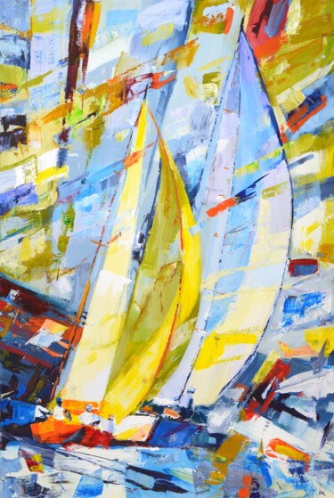 Malerei mit dem Titel "Regatta 35." von Iryna Kastsova, Original-Kunstwerk, Acryl Auf Keilrahmen aus Holz montiert