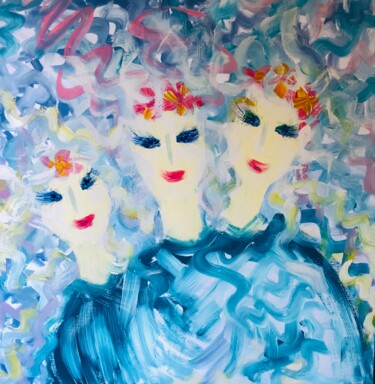 Painting titled "Angels watch" by Liubov Kondratovich, Original Artwork, Acrylic