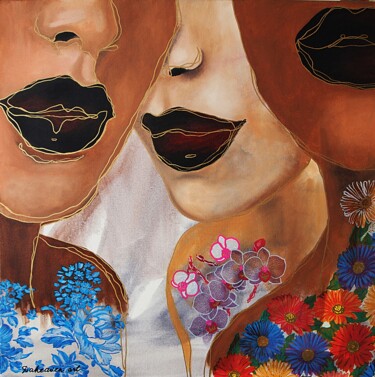 Girls. 제목이 "Girls."인 미술작품 Daheaven Art로, 원작, 기름 나무 들것 프레임에 장착됨