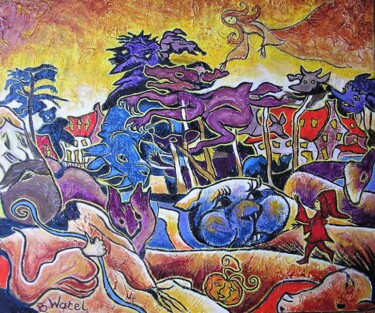 Peinture intitulée "entre ombres et cré…" par Barbara Watel, Œuvre d'art originale, Huile Monté sur Châssis en bois