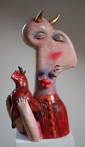 Sculpture intitulée "Diabły" par Alex Johanson, Œuvre d'art originale, Céramique
