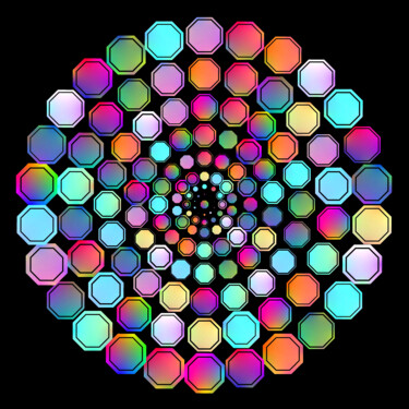 数字艺术 标题为“Octagonal Circles #…” 由Jeb Gaither, 原创艺术品, 2D数字工作