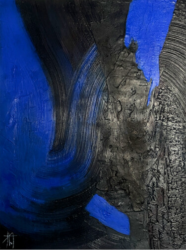 제목이 "MARQUE BLEUE"인 미술작품 Philippe Dupayage로, 원작, 안료 나무 들것 프레임에 장착됨