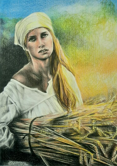 Tekening getiteld "La vierge" door Laurence Keriguy, Origineel Kunstwerk, Potlood