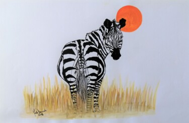 제목이 "A Zebra e o Sol"인 미술작품 Inês Dourado로, 원작, 아크릴