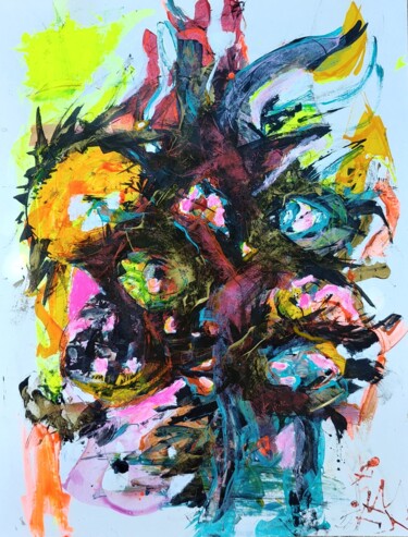 Peinture intitulée "u focu" par Catali, Œuvre d'art originale, Encre