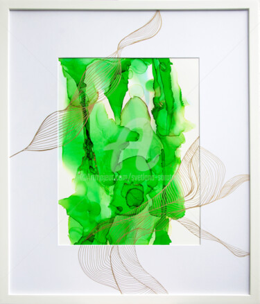 Schilderij getiteld "Blossoming, Abstract" door Svetlana Saratova, Origineel Kunstwerk, Inkt