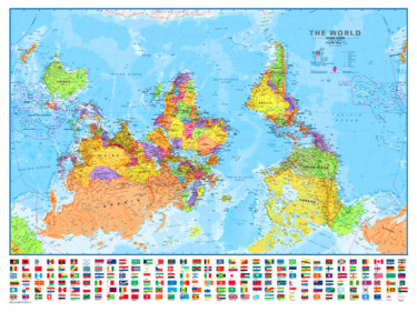 绘画 标题为“Upside Down Map Per…” 由Tony Rubino, 原创艺术品, 丙烯 安装在木质担架架上