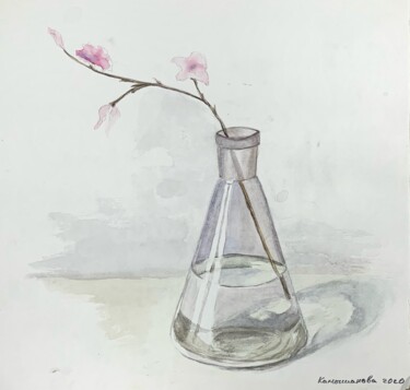 Peinture intitulée "sausage with flower" par Daria Kamishanova, Œuvre d'art originale, Aquarelle
