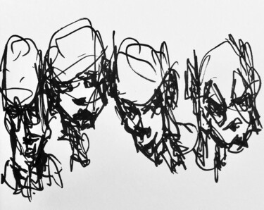 Painting titled "Face crok" by Pierre Olié, Original Artwork, Lithography