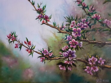 Цветущая ветка. Painting titled "Цветущая ветка." by Elena Kheveleva, Original Artwork, Oil