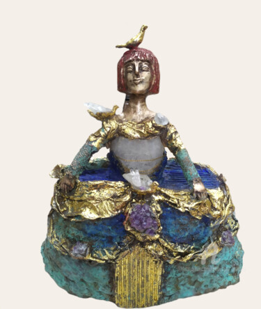 Sculpture intitulée "menine bon mois" par Elisabeth Brainos, Œuvre d'art originale, Bronze