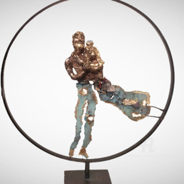 amoureux dans cercle2021 Sculpture intitulée "amoureux dans cercl…" par Elisabeth Brainos, Œuvre d'art originale, Bronze