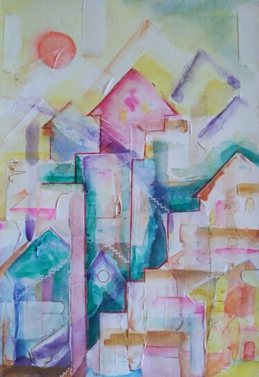 Architecture intérieure Peinture intitulée "Architecture intéri…" par Greensleeves, Œuvre d'art originale, Aquarelle