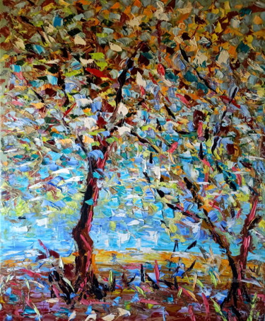 Painting titled "Albazzurra" by Puliafico, Original Artwork, Oil