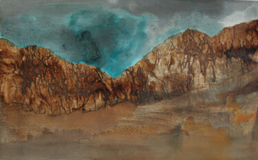 Painting titled "Entre ciel et terre…" by Lili Tarentule, Original Artwork, Ink Mounted on Other rigid panel