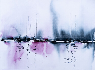 Painting titled "***Sailing XXII***" by Yuriy Kraft, Original Artwork, Watercolor