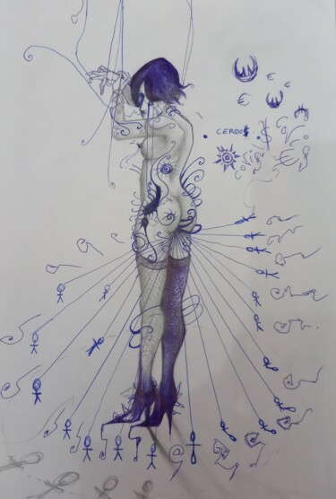 Drawing titled "encounter with the…" by Eduardo Bustos Segovia, Original Artwork, Pencil Mounted on Cardboard