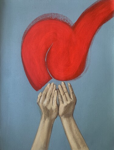 Peinture intitulée "emotion-red line, h…" par Anzhelika Klimina, Œuvre d'art originale, Acrylique