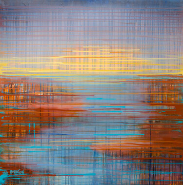 Painting titled "Peaceful Sol" by Deb Breton, Original Artwork, Acrylic Mounted on Wood Stretcher frame