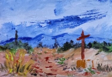Painting titled "Sur le chemin de St…" by Roberto Urbano, Original Artwork, Oil Mounted on Wood Stretcher frame