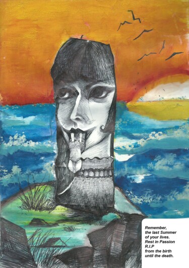 Drawing titled "Use and Throwing Aw…" by Eduardo Bustos Segovia, Original Artwork, Acrylic Mounted on Cardboard