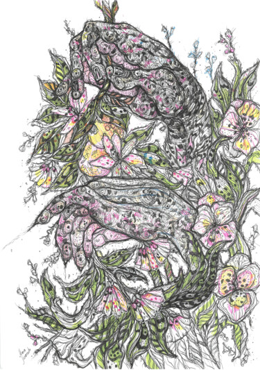 Lemon Blossoms Σχέδιο με τίτλο "Lemon Blossoms" από Maria Susarenko, Αυθεντικά έργα τέχνης, Μαρκαδόρος