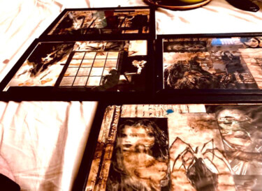 Painting titled "Mixed media. Atelier" by Pierre Olié, Original Artwork, Spray paint