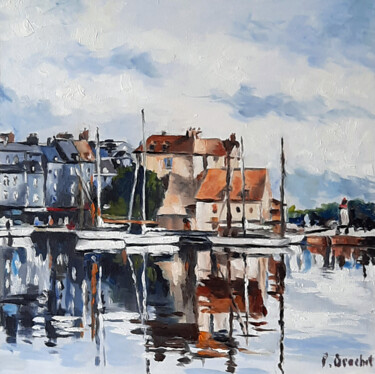 Peinture intitulée "honfleur le port" par Pascal Brachet, Œuvre d'art originale, Huile