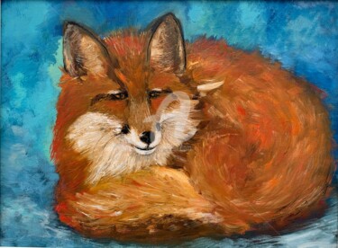 绘画 标题为“Brother 🦊 fox ( Бра…” 由Elena Berezhnaya (Be_lena), 原创艺术品, 油 安装在纸板上