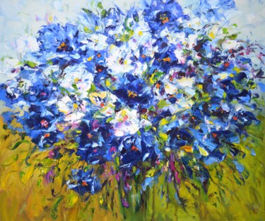 绘画 标题为“Flowers. Expressive…” 由Iryna Kastsova, 原创艺术品, 油 安装在木质担架架上