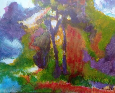 Forêt incendiée Peinture intitulée "Forêt incendiée" par Michela Poulin, Œuvre d'art originale, Acrylique Monté sur Châssis en bois