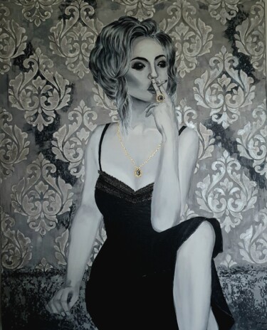 Painting titled "Calm" by Joanna Długosz, Original Artwork, Acrylic Mounted on Wood Stretcher frame