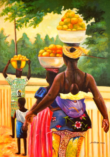 Harvest Malerei mit dem Titel "Harvest" von Olaoluwa Smith, Original-Kunstwerk, Acryl