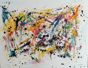 Malerei mit dem Titel "Bataille poétique -…" von Âme Sauvage, Original-Kunstwerk, Acryl Auf Keilrahmen aus Holz montiert