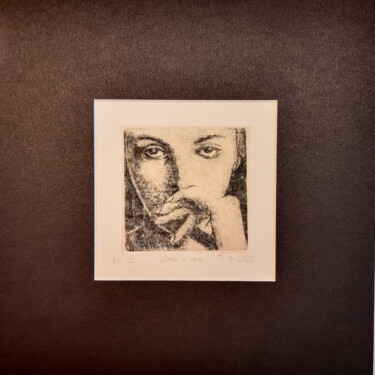 "Words in vain" intaglio print with chine colle EV 1(2) 印花与版画 标题为“"Words in vain" int…” 由Artmoods Tp, 原创艺术品, 雕刻 安装在纸板上
