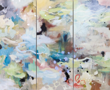 绘画 标题为“Jardin d'eau” 由Chantal Proulx, 原创艺术品, 丙烯 安装在木质担架架上