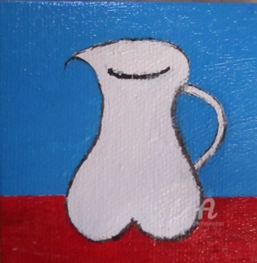 Painting titled "Le pichet Français" by Roberto Urbano, Original Artwork, Oil Mounted on Wood Stretcher frame