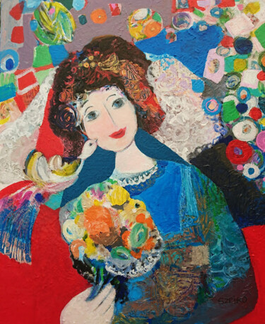 Pintura titulada "La mariée bleue" por Brigitte Szpiro, Obra de arte original, Acrílico