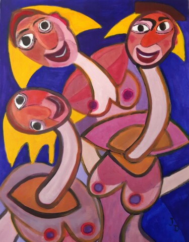 Peinture intitulée "Les Trois Grâces S'…" par Jacques Desvaux (JD), Œuvre d'art originale, Acrylique
