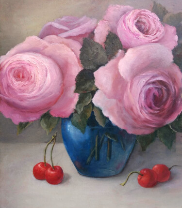 Pink mood Painting titled "Pink mood" by Tamara Rozinskay, Original Artwork, Oil