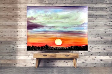Painting titled "Jenny's Sunset" by Tatiana Sragar, Original Artwork, Oil
