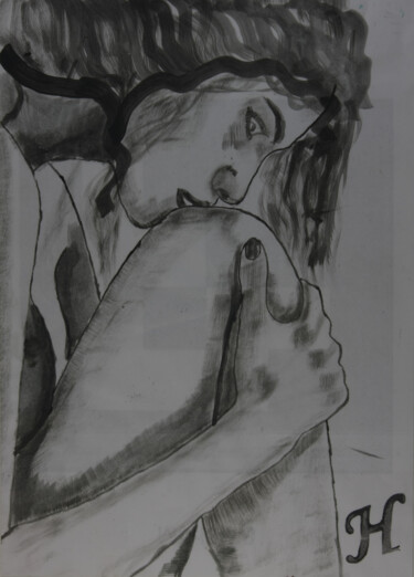 Pondering Painting titled "Pondering" by Hunka Tibor, Original Artwork, Acrylic