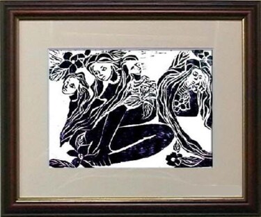 Impressões e gravuras intitulada "10_Figuras em transe" por Maria Lucia Pacheco, Obras de arte originais, Xilogravura