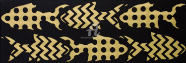 Painting titled "Goldfish on a black…" by Svetlana Saratova, Original Artwork, Acrylic