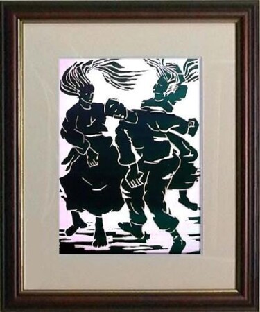 Impressões e gravuras intitulada "14_A dança 1" por Maria Lucia Pacheco, Obras de arte originais, Xilogravura