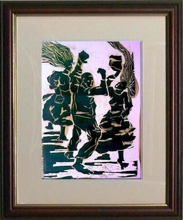 Impressões e gravuras intitulada "15_A dança 2" por Maria Lucia Pacheco, Obras de arte originais, Xilogravura