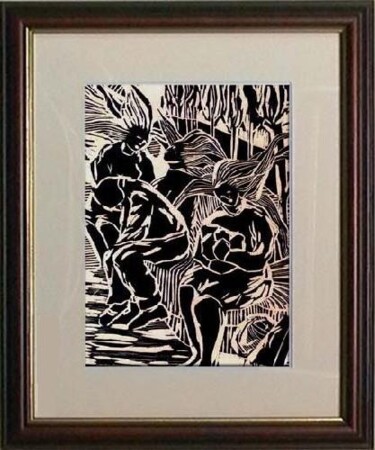 Impressões e gravuras intitulada "17_A espera" por Maria Lucia Pacheco, Obras de arte originais, Xilogravura