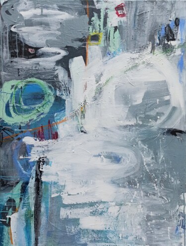 Forbidden Corner - abstract blue grey loft styled intuitive Painting titled "Forbidden Corner -…" by Tetiana Mokrik, Original Artwork, Acrylic