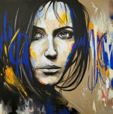 Peinture intitulée "Karine" par Sébastien Klein, Œuvre d'art originale, Huile Monté sur Châssis en bois